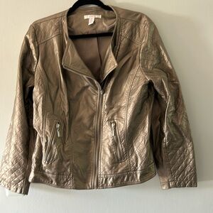 Chicos Faux Leather Jacket Size 2